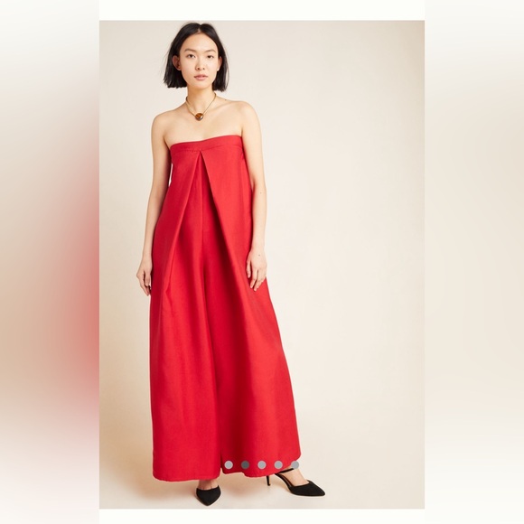 ANTHROPOLOGIE AMANDI Red Carolyn Wide-Leg Jumpsuit Sz Med NWT - Picture 2 of 8